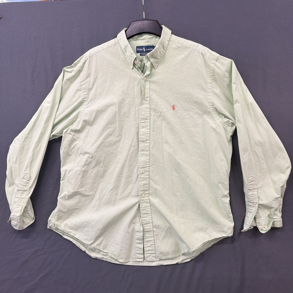 Polo Ralph Lauren Yarmouth Oxford Light Green Button Down Shirt 17 34/35